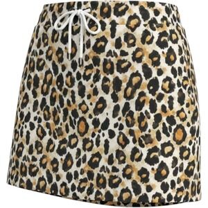 The Back Forty Skort Women XL Tan Leopard Print Athletic Mini Skirt Drawstring